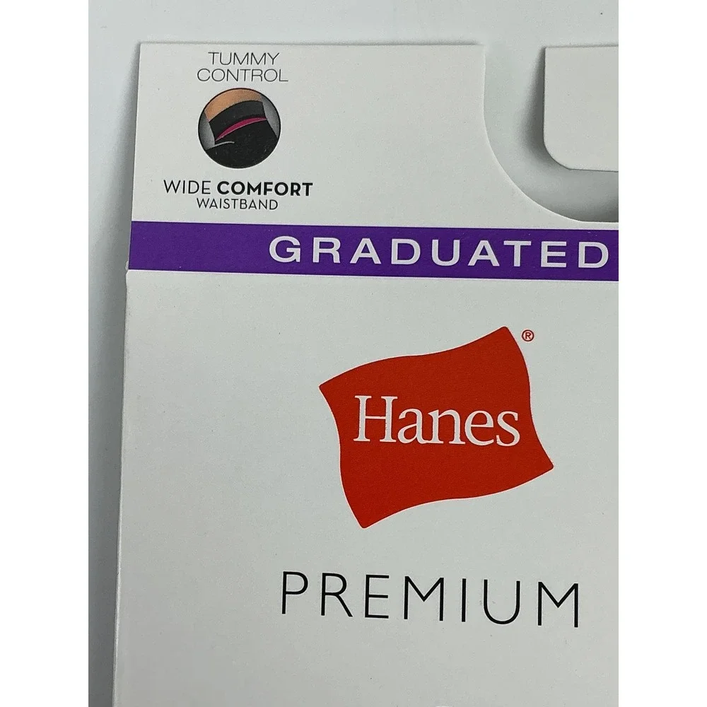 2 Hanes Premium Perfect Tights Small Black‎ Geometric Outline Graduated Support